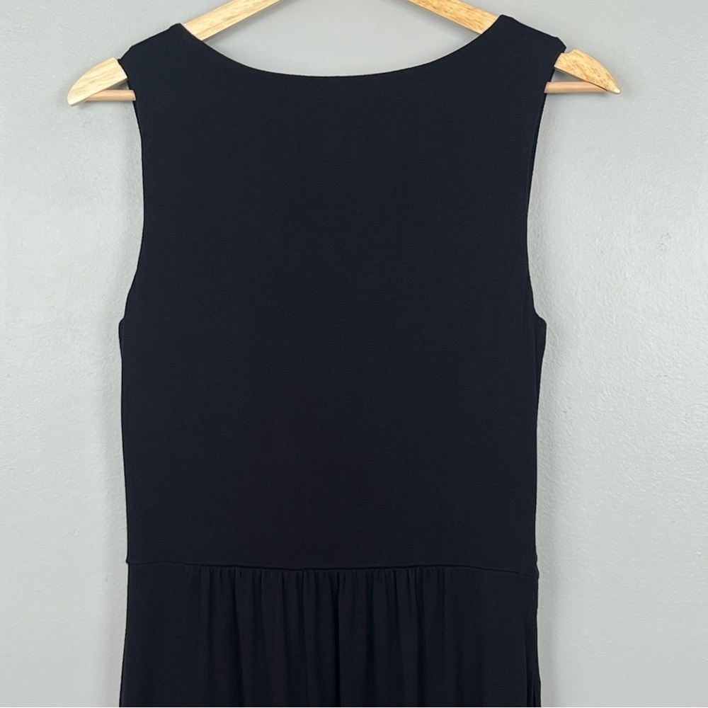 Soma Weekend black jersey knit sleeveless surplice bodice midi dress, medium. - Picture 5 of 10